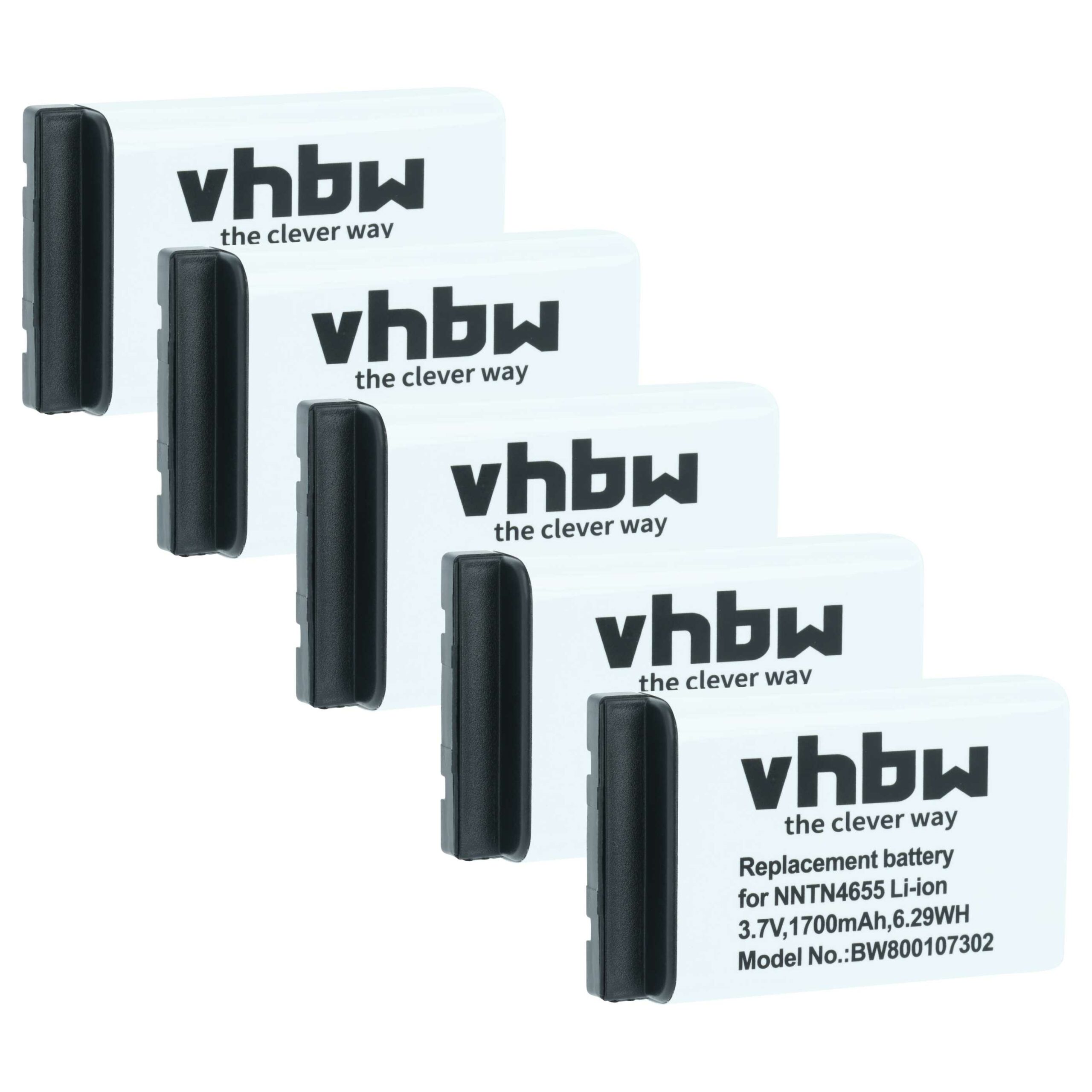 Bateria vhbw para Rádio Motorola DTR2430 / DTR2450 / MTH800 1700 mAh 3.7 V Li-Ion (Pack de 5)