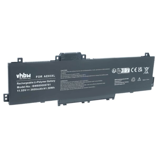 Bateria vhbw para HP 255 G10 e outros modelos, substitui AE03XL, Li-Polymer, 11.55V, 3600 mAh
