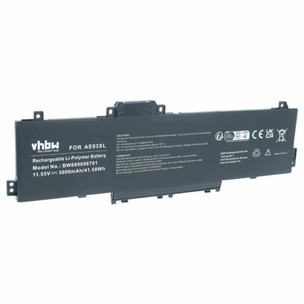 Bateria vhbw para HP 255 G10 e outros modelos, substitui AE03XL, Li-Polymer, 11.55V, 3600 mAh