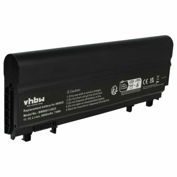 Bateria vhbw para Portátil Dell 0FT69, 045HHN, 0K8HC, 0FT6D9, 0M7T5F, 0NVWGM - 6600 mAh 11.1V Li-Ion