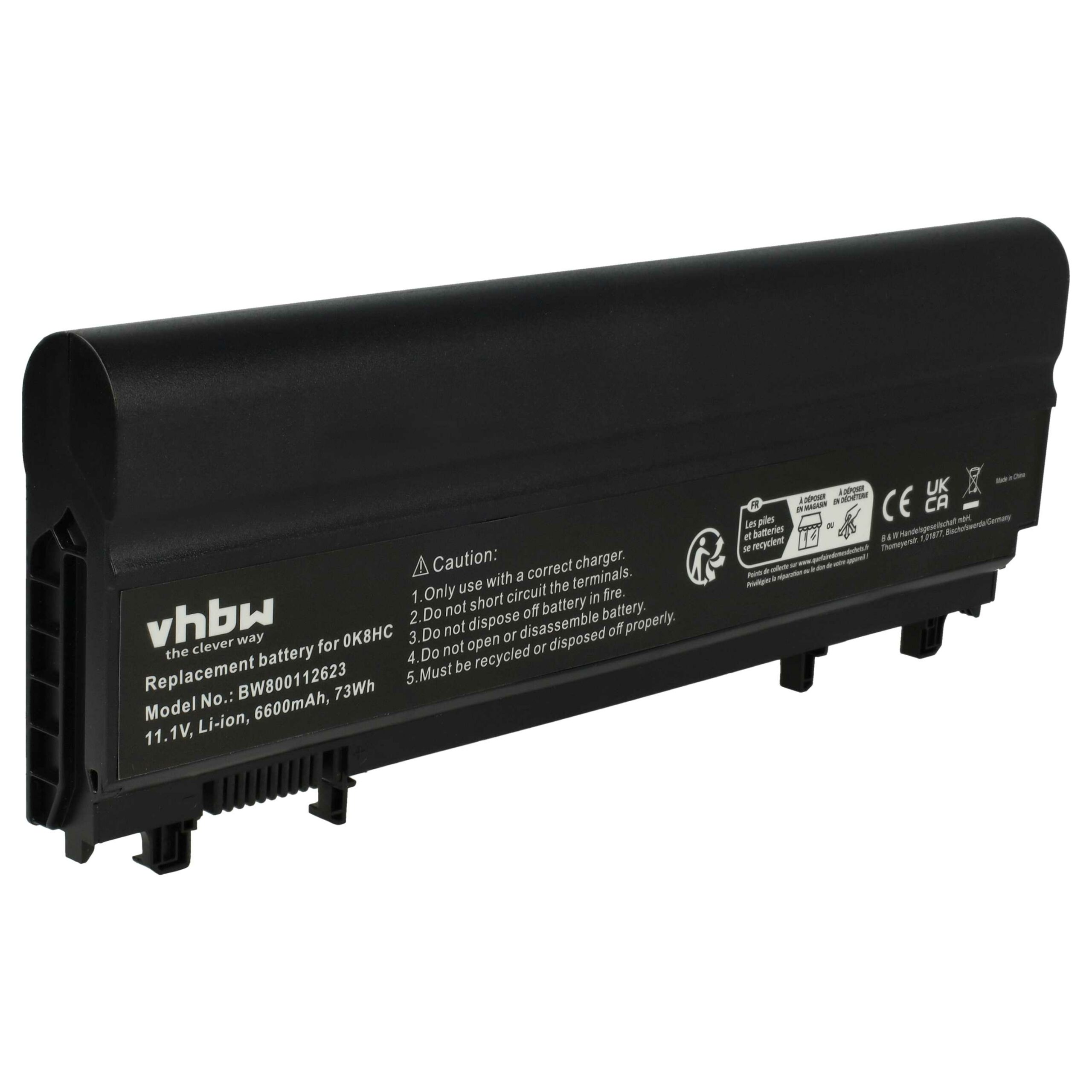 Bateria vhbw para Portátil Dell 0FT69, 045HHN, 0K8HC, 0FT6D9, 0M7T5F, 0NVWGM - 6600 mAh 11.1V Li-Ion