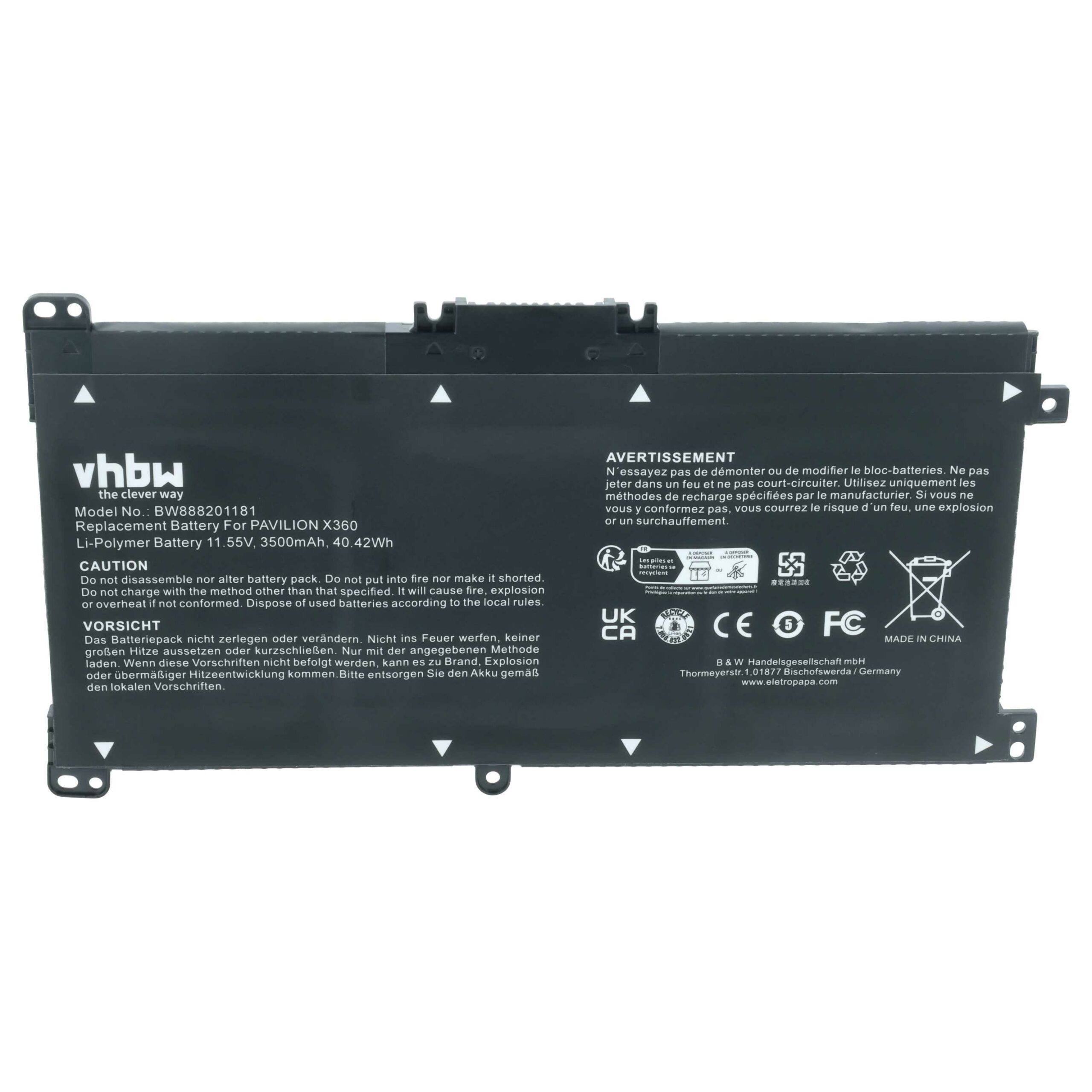 Bateria vhbw para portátil HP 916366-421, BK03XL - 3500 mAh 11.55 V - Image 3