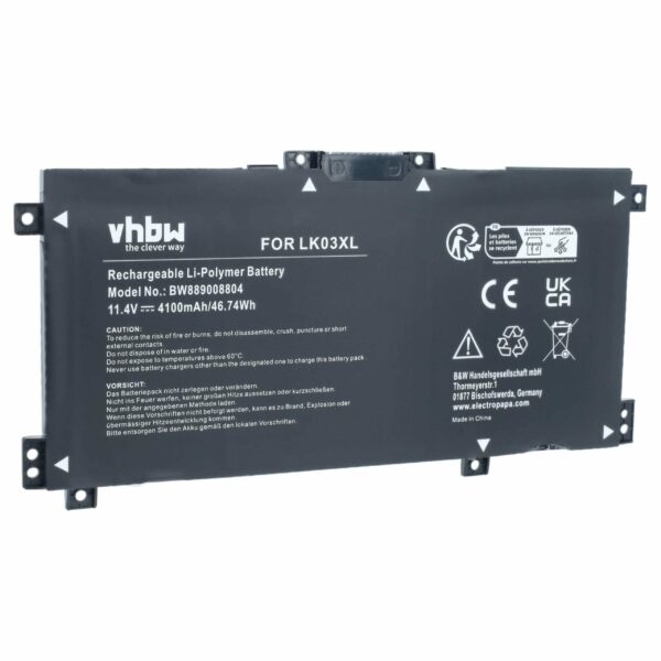 Bateria vhbw para HP Envy 17M-AE0XX (compatível com LK03XL), Li-Polymer, 11.4 V, 4100 mAh