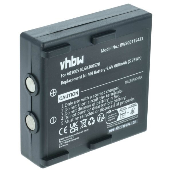 Bateria de Substituição vhbw 600 mAh para Comandos Abitron e Hetronic (68300510, 68300520, 68300525, 68300530, HE520)