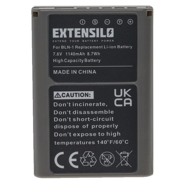 Bateria EXTENSILO para Olympus PS-BLN1 - 1140mAh, 7.6V