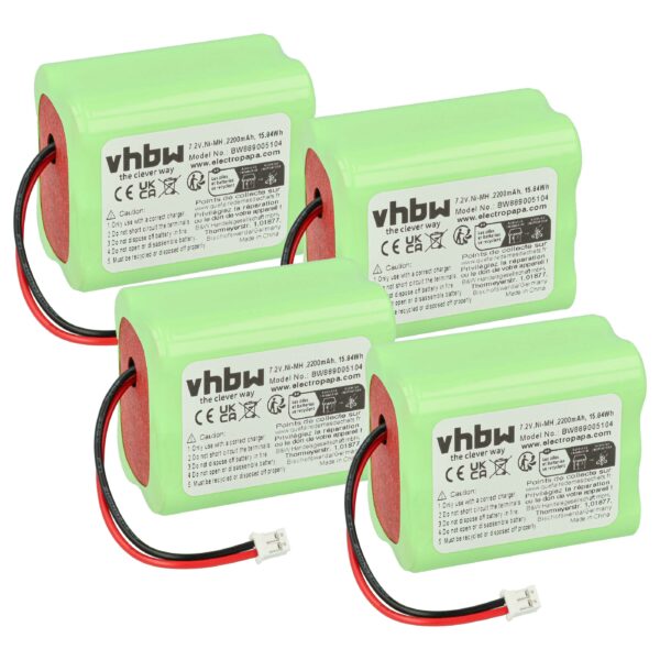 Bateria vhbw NiMH 7.2V 2200 mAh para Ape Labs LED Spot Light - Pack 4x