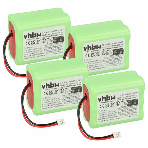 Bateria vhbw NiMH 7.2V 2200 mAh para Ape Labs LED Spot Light - Pack 4x