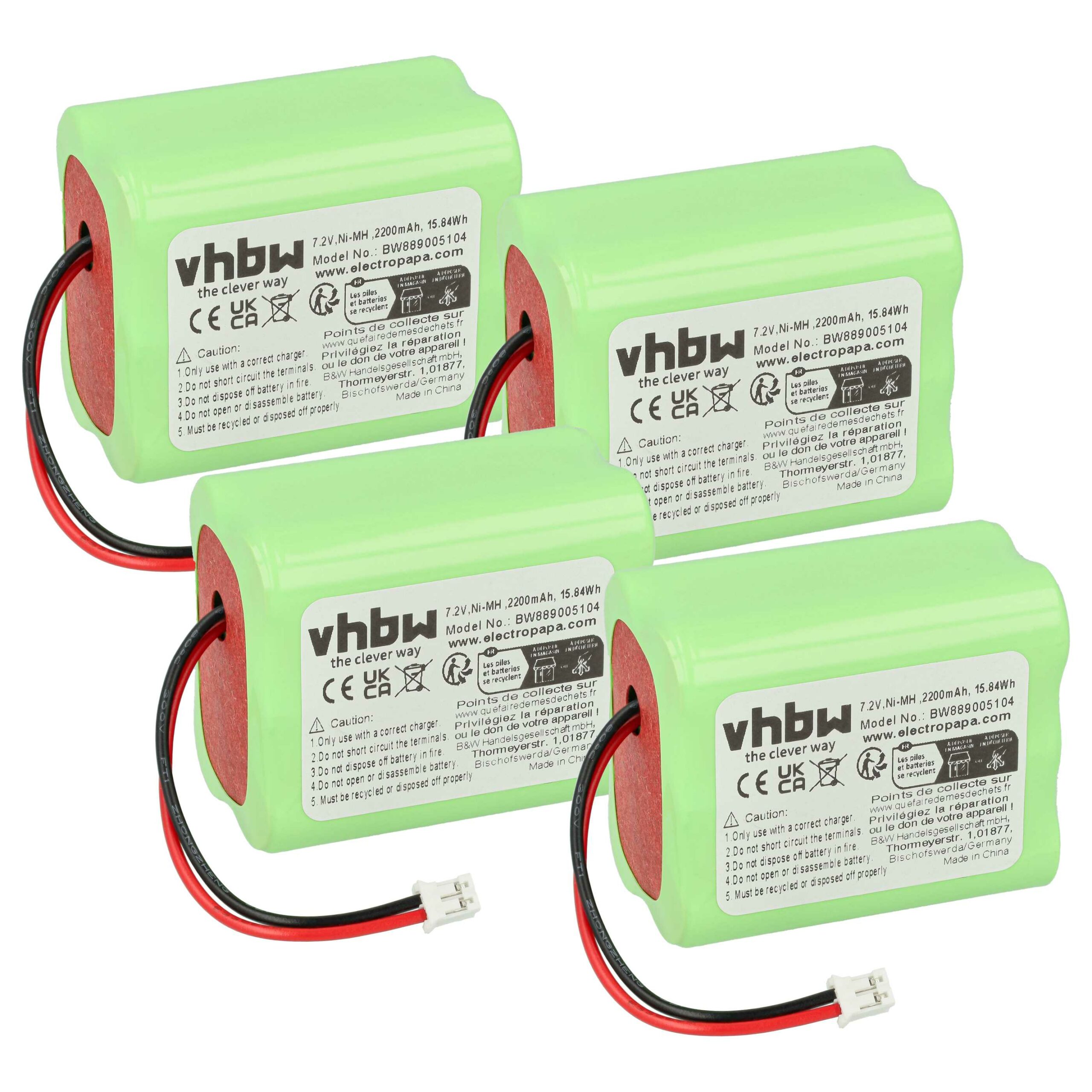 Bateria vhbw NiMH 7.2V 2200 mAh para Ape Labs LED Spot Light - Pack 4x
