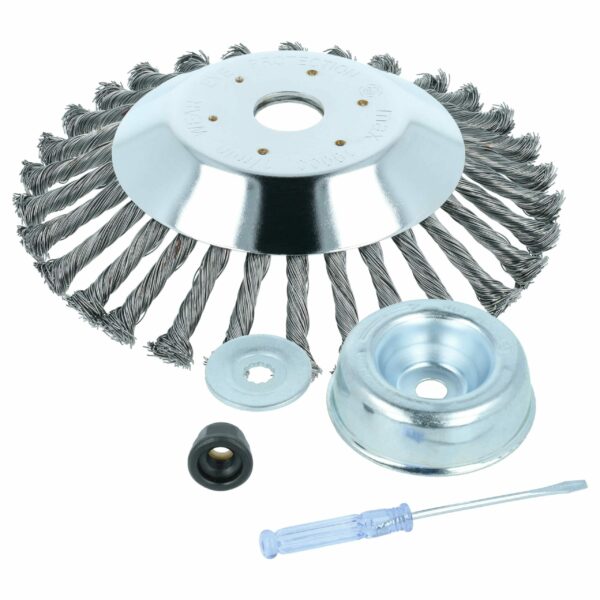 Escova de Metal para Limpeza de Terraços vhbw - Ø 20 cm - Compatível com Dolmar, Honda, Kawasaki, Makita e Outras