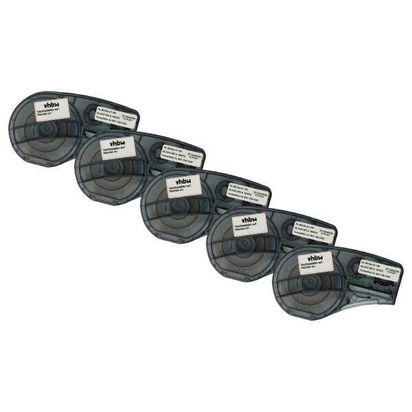 5x Fita de Etiquetas compatível com Brady M21-750-7425 - 19,05 mm Preto sobre Branco