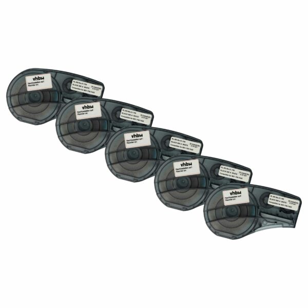 5x Fita de Etiquetas compatível com Brady M21-750-7425 - 19,05 mm Preto sobre Branco