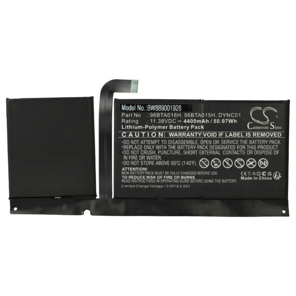 Bateria vhbw para Microsoft 96BTA015H, DYNC01, 96BTA016H - 4400 mAh 11.38 V Li-polímero, preta