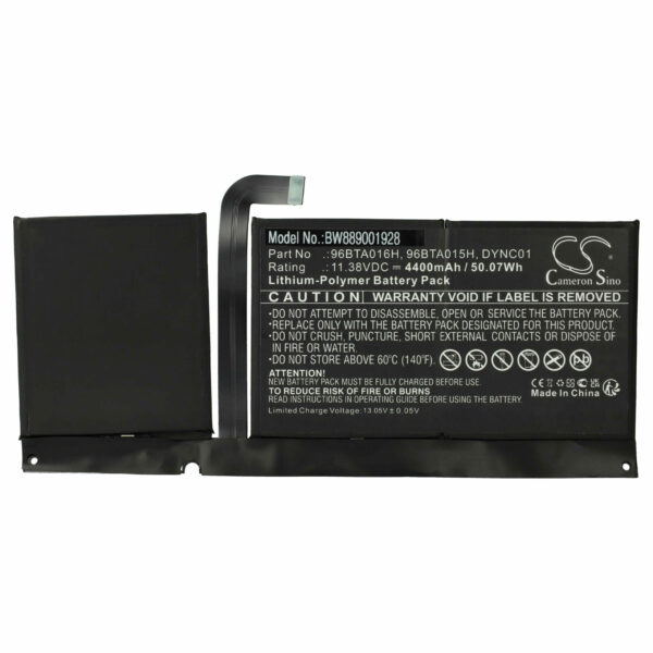 Bateria vhbw para Microsoft 96BTA015H, DYNC01, 96BTA016H - 4400 mAh 11.38 V Li-polímero, preta