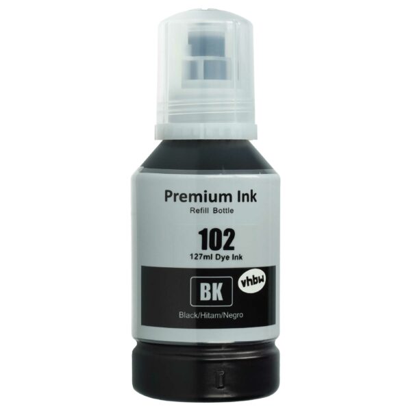 Tinta Reabastecível Preta vhbw para Impressoras Epson - 127 ml (Substitui C13T03R140, 102)