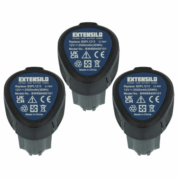Bateria de substituição EXTENSILO para Hendi 936795 – 2500 mAh, 12 V, Li-Ion (Pack 3x)