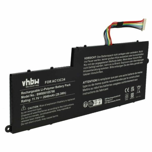 Bateria vhbw para Acer - 2640 mAh, 11.4 V, Li-polímero