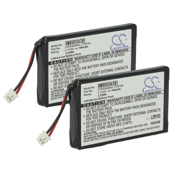 2x Bateria vhbw para telefone fixo T-Com Sagem Telstra 700 mAh 3.7 V Li-Ion