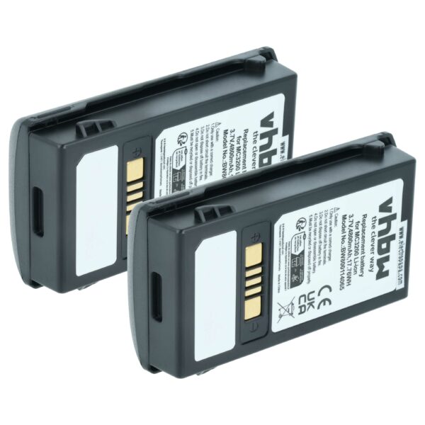 2x Bateria vhbw para Motorola Barcode Scanner POS - 4800 mAh 3.7 V (82-000012-01, BT-000375)