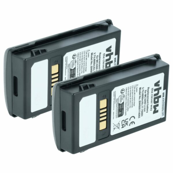 2x Bateria vhbw para Motorola Barcode Scanner POS - 4800 mAh 3.7 V (82-000012-01, BT-000375)