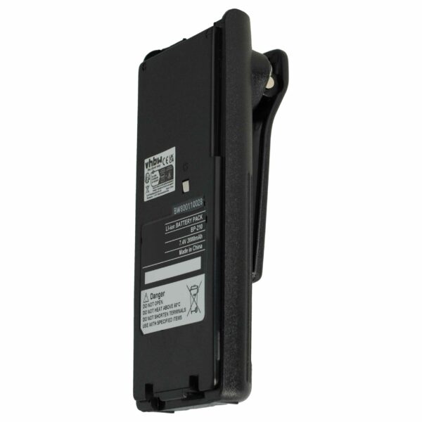 Bateria vhbw para Rádio Icom BP-211, BP-210N, BP-210, BP-209N, BP-209 - 2000 mAh 7.4 V Li-Ion com Clip