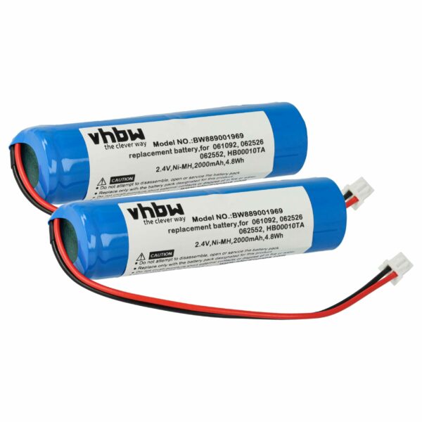 Bateria de Emergência 2x vhbw compatível Legrand 062552, 062526, HB00010TA, 805809, 061092 - 2000 mAh 2.4V NiMH