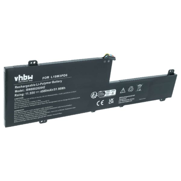 Bateria para Portátil Lenovo vhbw - 4500 mAh 11.55 V Li-polymer (L19C3PD6, L19D3PD6, L19L3PD6, 5B10X49072)