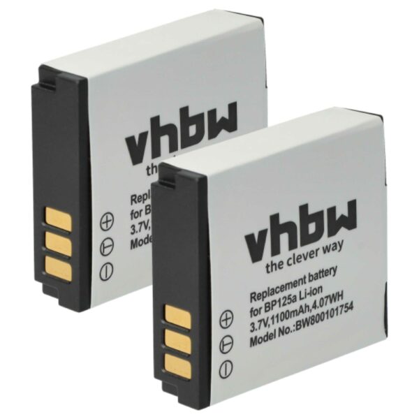 Bateria vhbw para Câmara Samsung - Substitui IA-BP125A, AD43-00197A, BP125A, IA-BP125 - 1100 mAh 3.6V Li-Ion (Pack 2x)