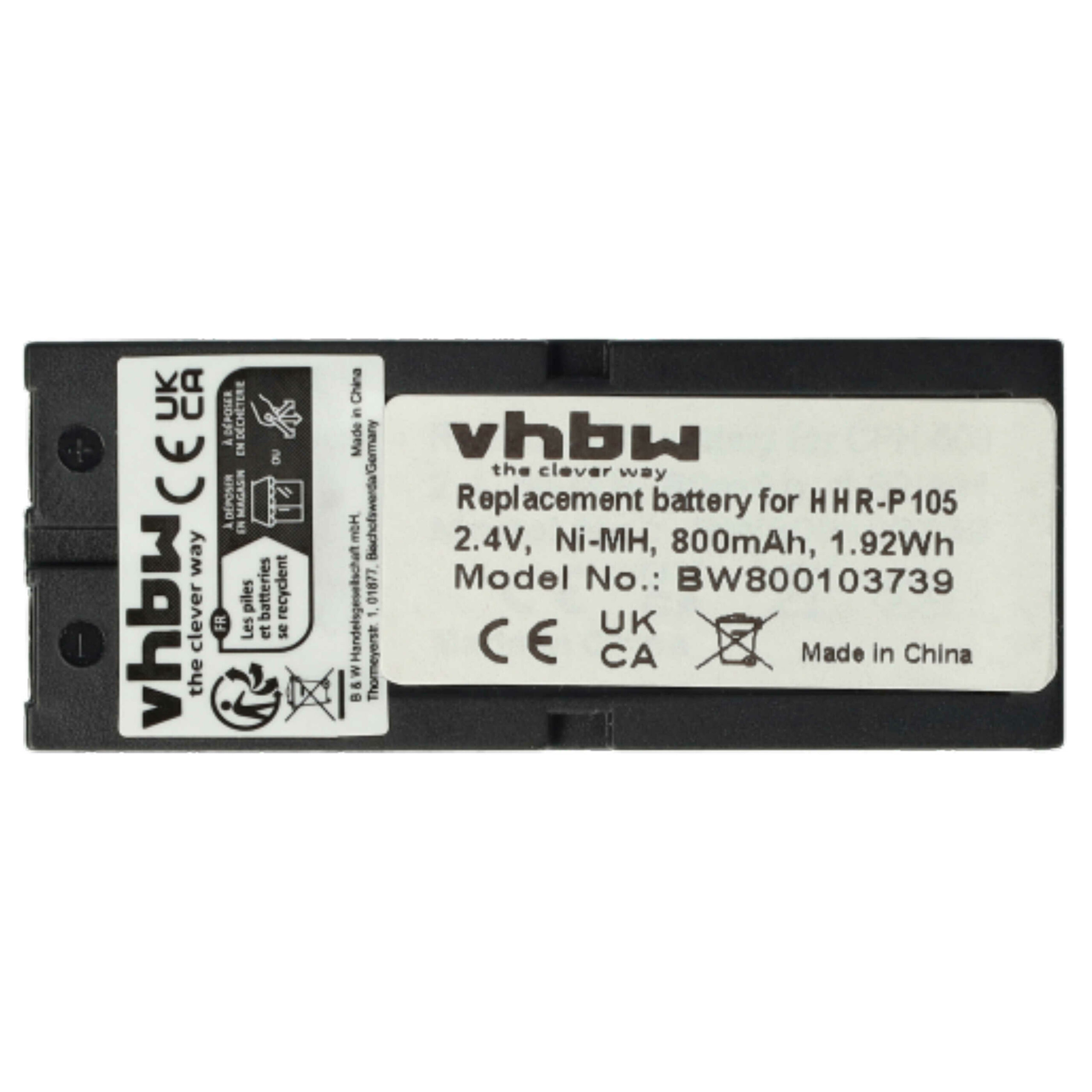 3x Bateria vhbw para telefone fixo Philips / Panasonic / Toshiba 800 mAh 2.4 V NiMH - Image 3