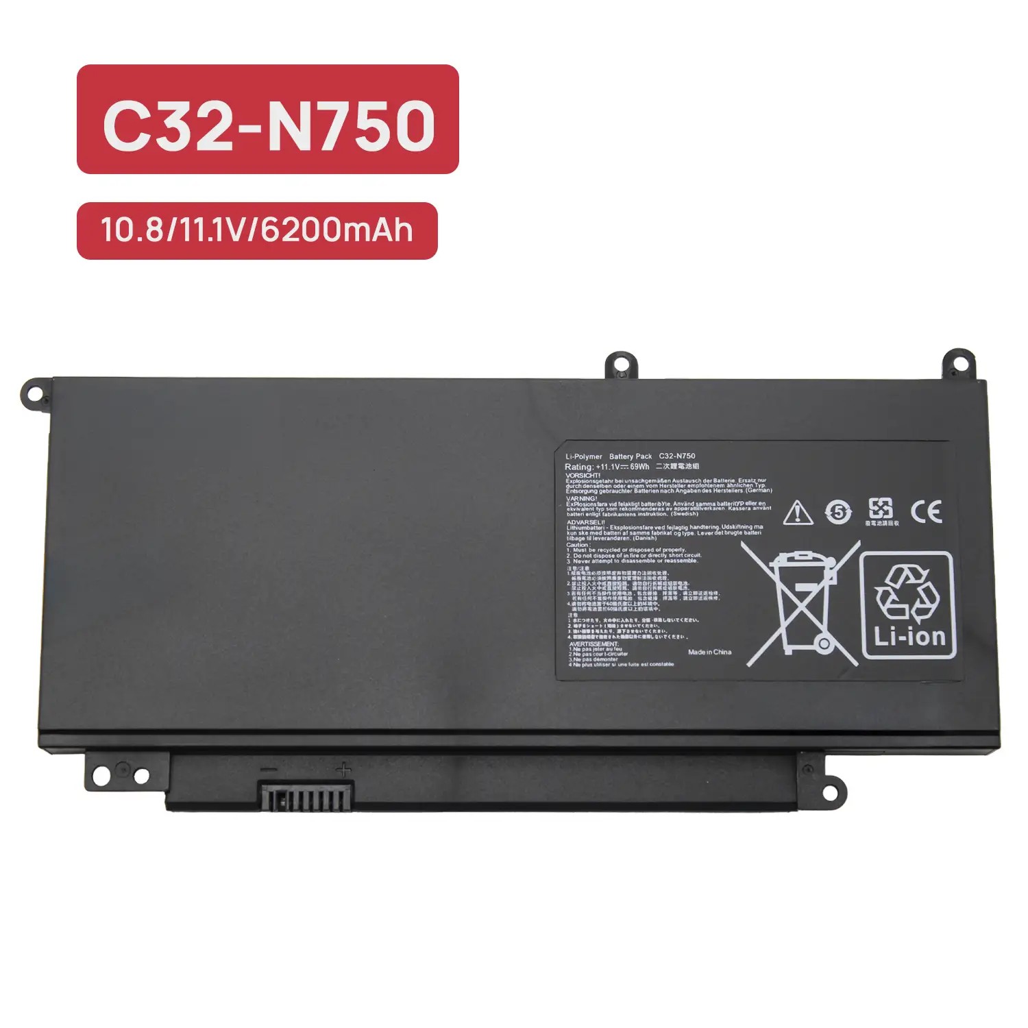 Bateria C32-N750 para Portátil ASUS N750, N750J, N750JK, N750JV Series - Green Computer - Image 2