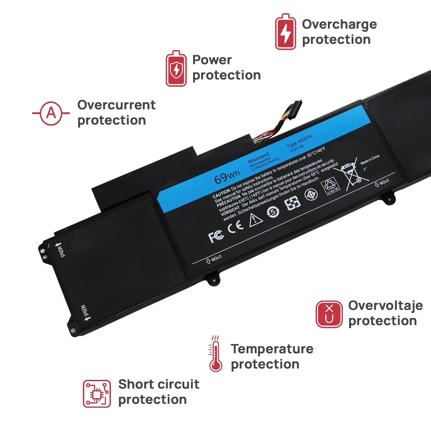 Bateria para Portátil Dell XPS 14 L421X, Ultrabook, L142X - 14.8V, 4662mAh - P/N 4RXFK, C1JKH - Image 4