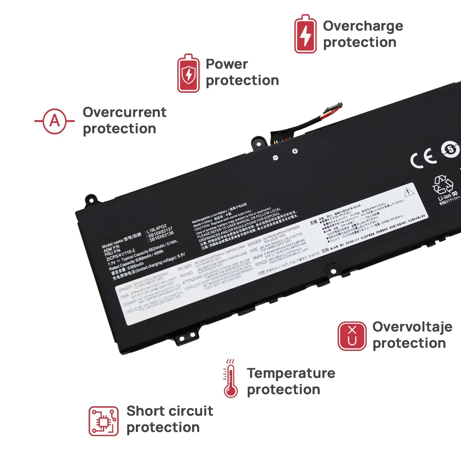 Bateria L19M4PG2 7.7V 6360mAh para Portátil Lenovo IdeaPad Flex 5 CB-13IML05, ThinkPad C13 Yoga G1 Series - Image 4
