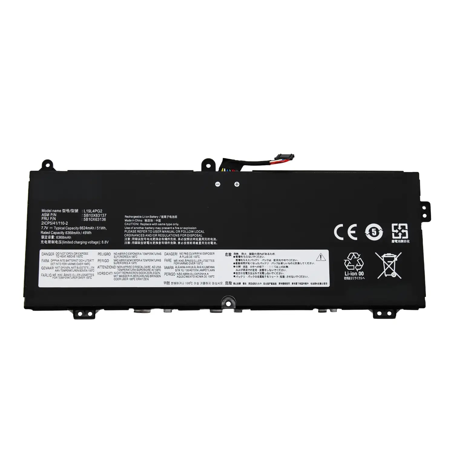 Bateria L19M4PG2 7.7V 6360mAh para Portátil Lenovo IdeaPad Flex 5 CB-13IML05, ThinkPad C13 Yoga G1 Series