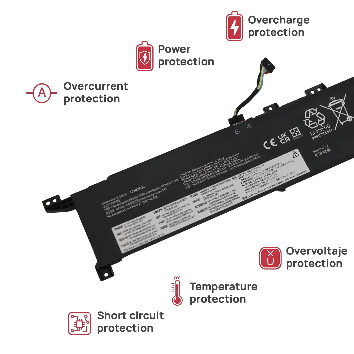 Bateria L22B2PG2 L22D2PG2 para Portátil Lenovo V14 G4 V15 G4 Series - 7.68V 4860mAh Li-Ion - Image 4