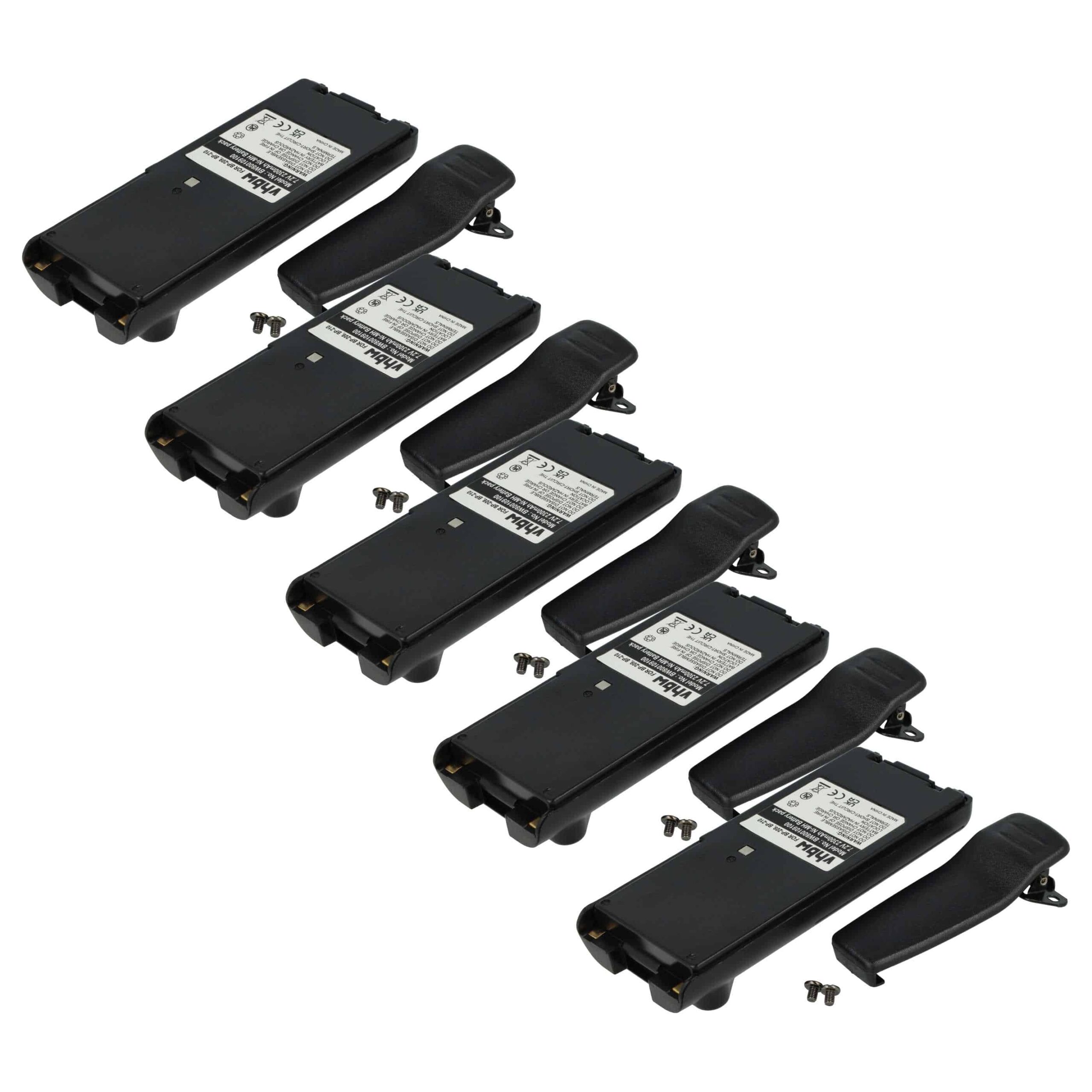 Bateria vhbw 2300 mAh 7.2V NiMH para Rádios Icom - Pack 5x com Clip de Cinto