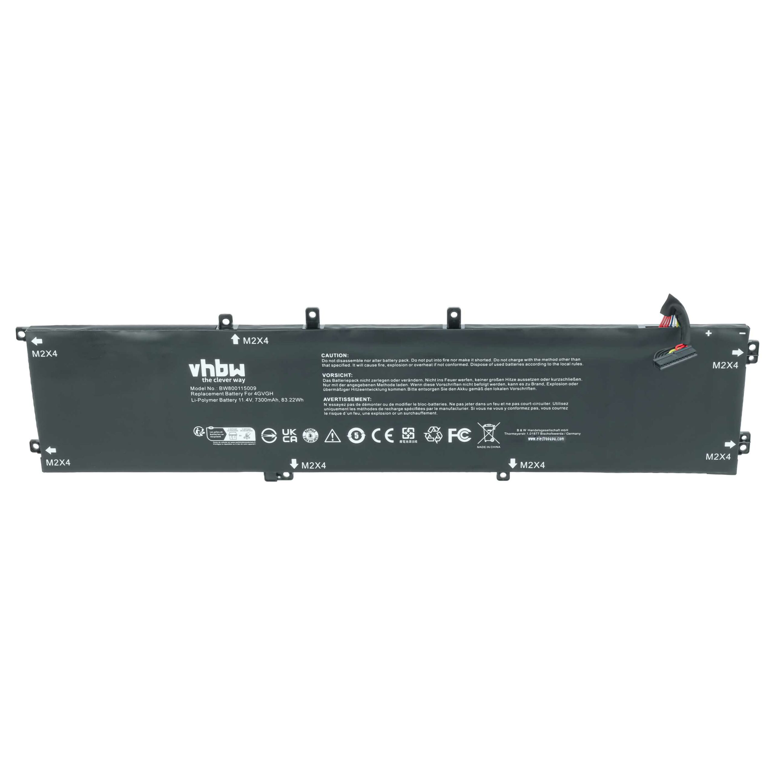 Bateria vhbw para Portátil Dell - 7300 mAh 11.4 V Li-Ion (Substitui 01P6KD, 62MJV, M7R96, 4GVGH) - Image 3