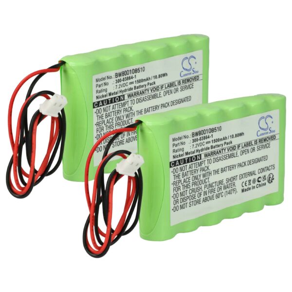Bateria vhbw 2x para Scanners Bentel BW-B72K - 1500mAh, 7.2V
