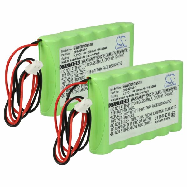 Bateria vhbw 2x para Scanners Bentel BW-B72K - 1500mAh, 7.2V