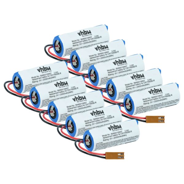 Bateria de Controlador Industrial vhbw 10x para A02B-0200-K102 - 2000mAh 3V Li-Ion