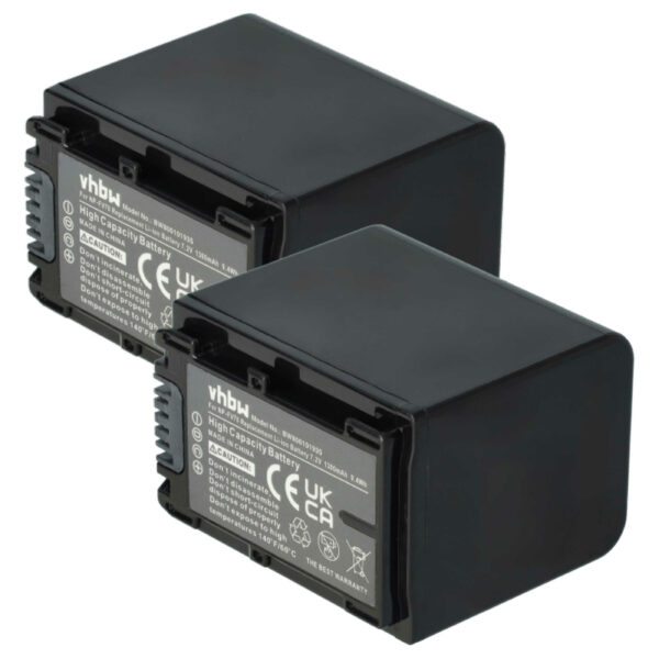 Bateria vhbw 2x para Câmaras de Vídeo Sony - 1300 mAh 7.2V Li-Ion