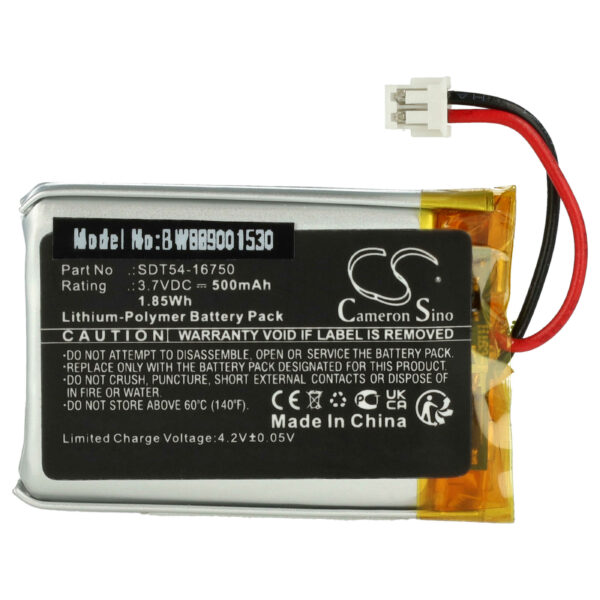 Bateria vhbw para SportDog SDT54-16750 - 500 mAh 3.7 V Li-polímero