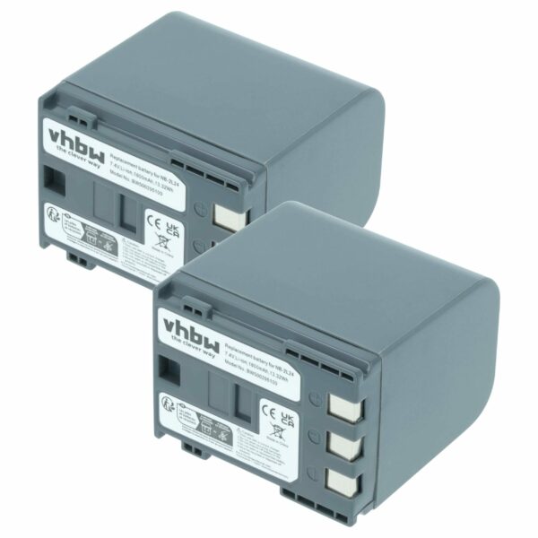 Bateria vhbw 2x para Câmaras Canon BP-2L5, BP-2L12, BP-2L13, BP-2L18, BP-2L14 - 1800 mAh 7.2 V Li-Ion
