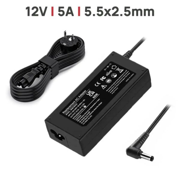 Carregador Universal 12V 5A 60W 5.5x2.5mm para Portátil, TV, Router, Impressora e LED | Green Computer