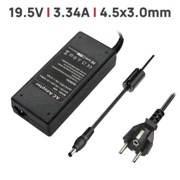 Carregador para Portátil Dell Chromebook 13 7000 7310 e HP Envy/Pavilion - 65W 19.5V 4.5x3.0mm