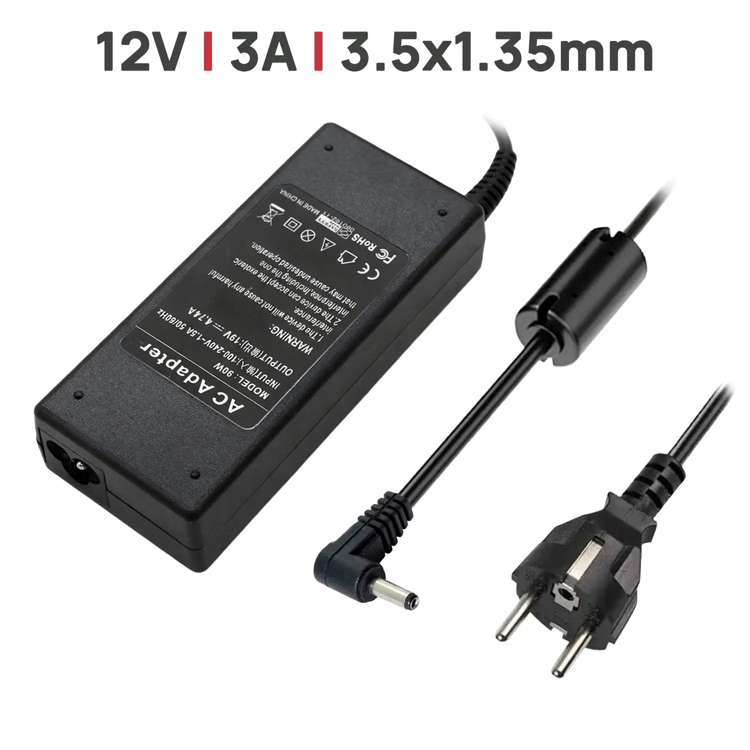 Carregador Portátil Medion Akoya S2211 S2217 S2218 - 12V 3A 24W Conector 3.5x1.35mm