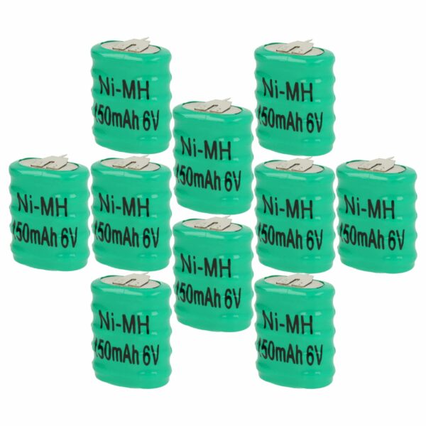 Bateria Recarregável Tipo 5/V150H 6V 150mAh NiMH com 3 Pinos - Pack de 10 Unidades vhbw