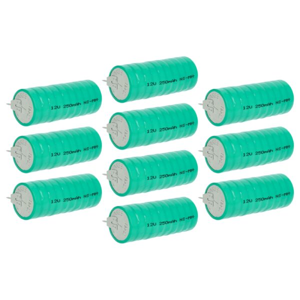 10x Bateria Tipo Botão vhbw V250H NiMH 250 mAh 12 V