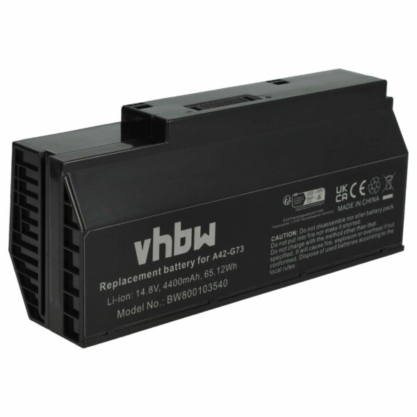 Bateria vhbw para Asus 07G016DH1875, 70-NY81B1000Z, 90-NY81B1000Y - 4400 mAh 14.8 V Li-Ion