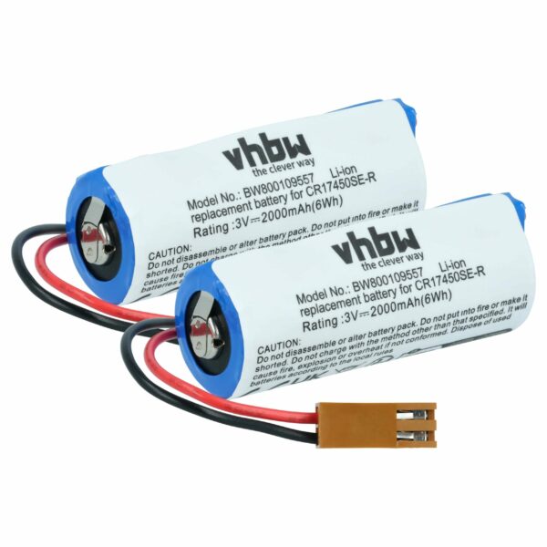 Bateria de Substituição 2x vhbw para Controlador Industrial Fanuc 2000mAh 3V Li-Ion (A02B-0200-K102)