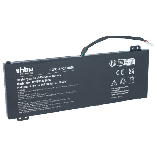 Bateria vhbw para Acer Nitro 5 AN515-46 - Li-Polymer 14.8V 3620mAh (substitui AP21D8M)