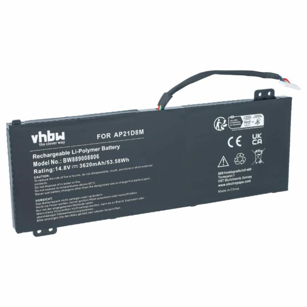 Bateria vhbw para Acer Nitro 5 AN515-46 - Li-Polymer 14.8V 3620mAh (substitui AP21D8M)